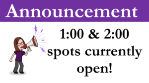 1:00 & 2:00 Openings